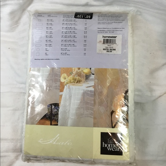 60x120" Tablecloth, white on white, NWT - Picture 2 of 3